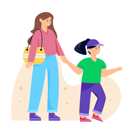 Mom and Kid  Illustration