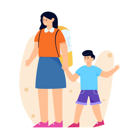 Mom and Son  Illustration