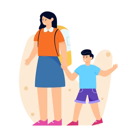 Mom and Son  Illustration