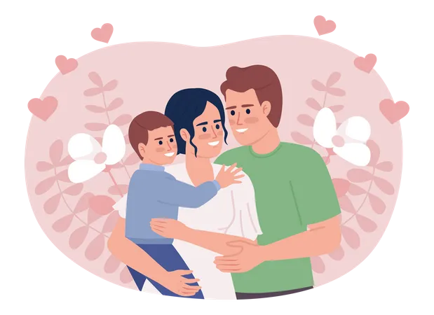 Mom Dad And Son Bonding Flat Concept Vector Spot Illustration Editable 2 D Cartoon Characters On White For Web Design Happy Young Parents With Small Boy Creative Idea For Website Mobile Magazine Illustration