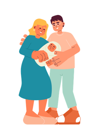 Mom dad newborn  イラスト