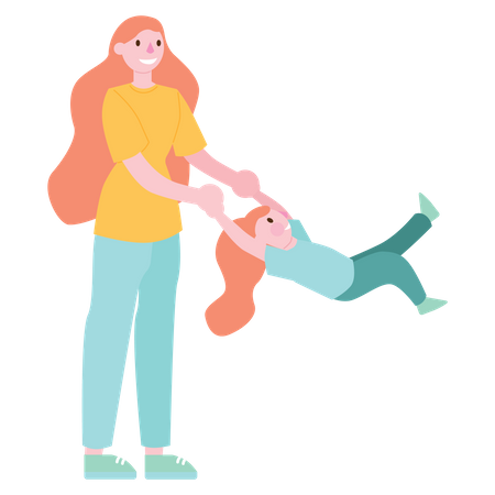 Mom playing with daughter  Illustration