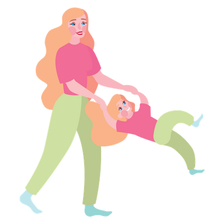 Mom playing with daughter  Illustration