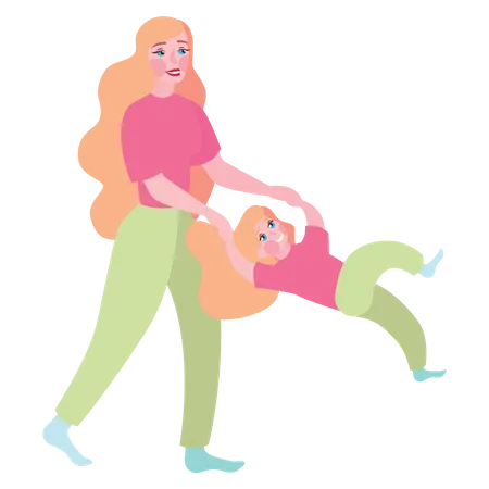 Mom playing with daughter  Illustration