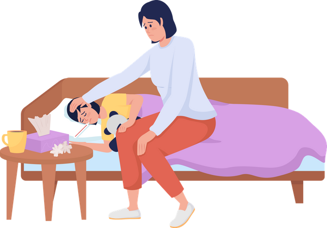 Mom take care of child  Illustration