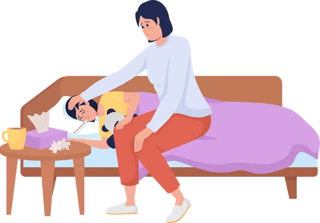 Mom take care of child  Illustration