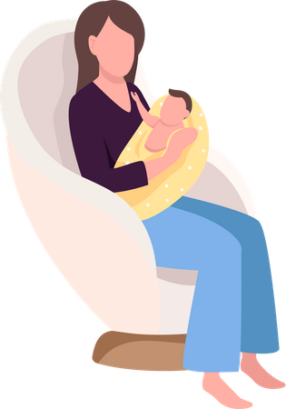 Mom with baby in armchair Illustration