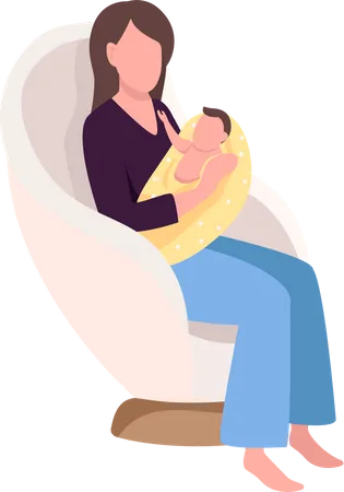 Mom with baby in armchair Illustration