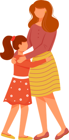 Mom with daughter Illustration