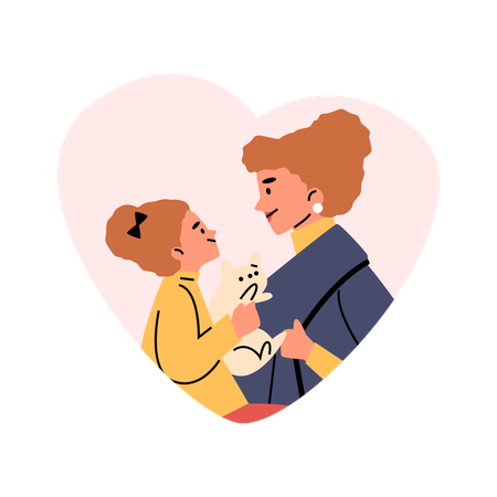 Momento alegre entre mãe e filho  Ilustração
