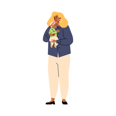Momento de ternura entre mãe e filho  Ilustração
