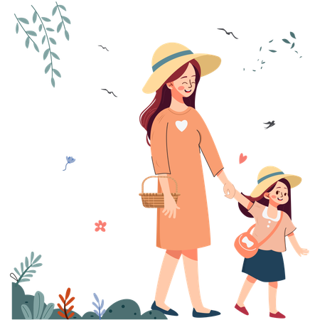 Moms Day Out in Nature  Illustration