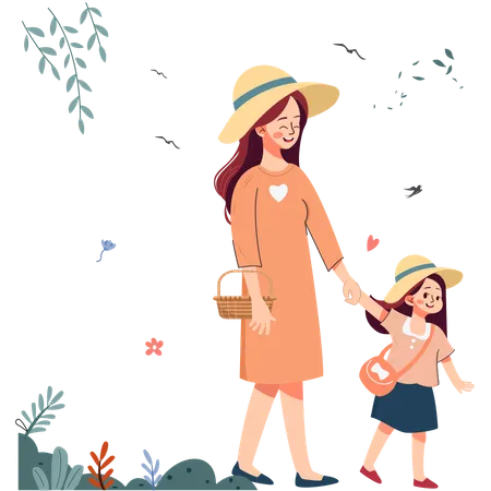 Moms Day Out in Nature  Illustration