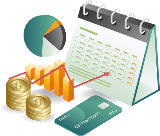 Monatliche Geschäftsfinanzanalyse  Illustration