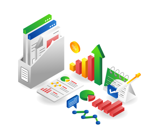 Monatliche Geschäftsdatenanalyse  Illustration