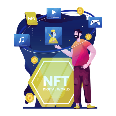 Monde numérique NFT  Illustration