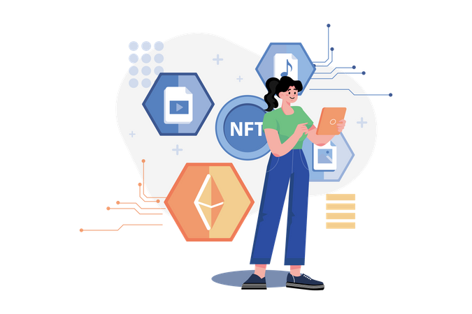 Monde numérique NFT  Illustration