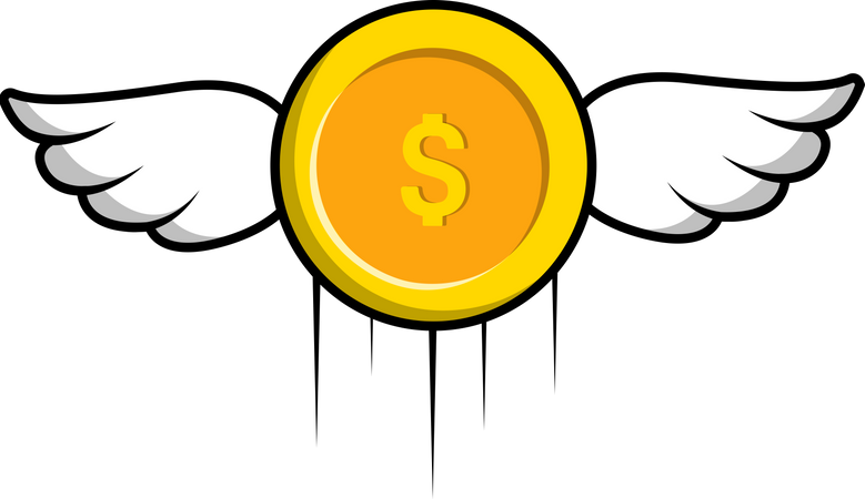 Moneda de oro voladora  Ilustración