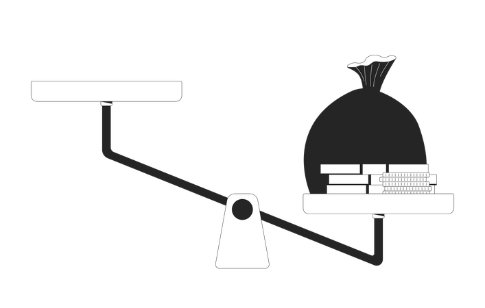 Money Bag On Tilted Balance Scale  Illustration