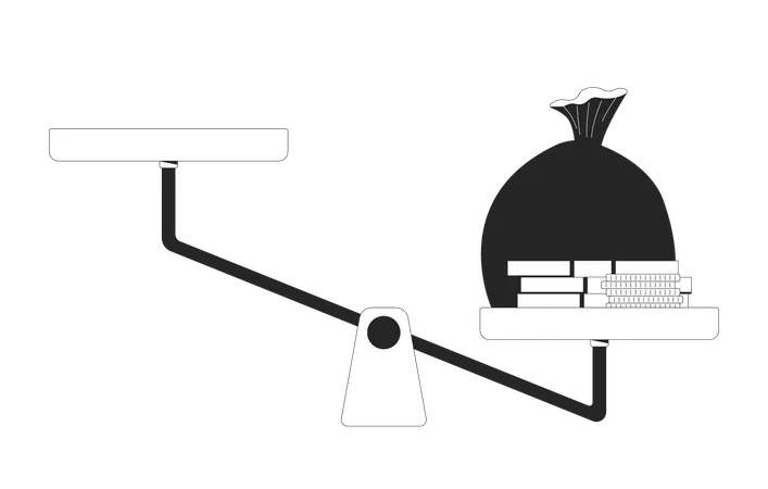Money Bag On Tilted Balance Scale  Illustration