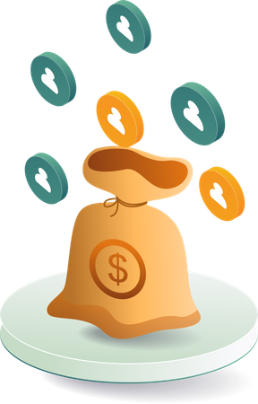 Money bag with client network  Illustration