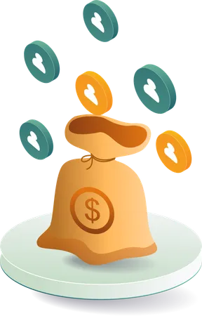 Money bag with client network  Illustration