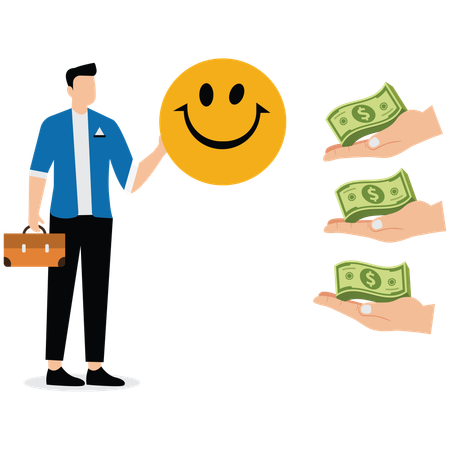 Money buys happiness and joy  Illustration