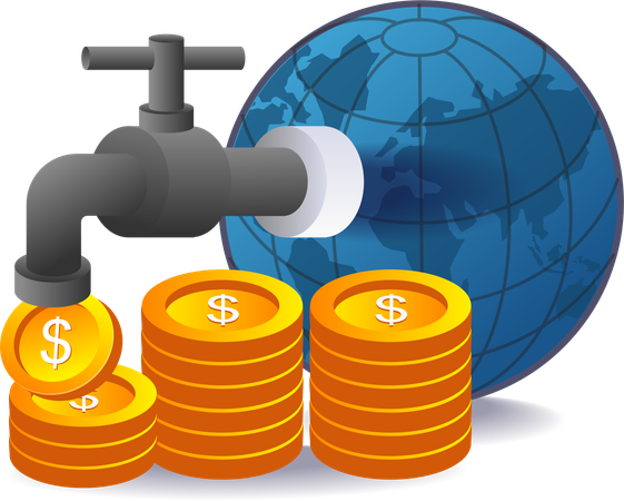 Money coming out of the water tap  Illustration