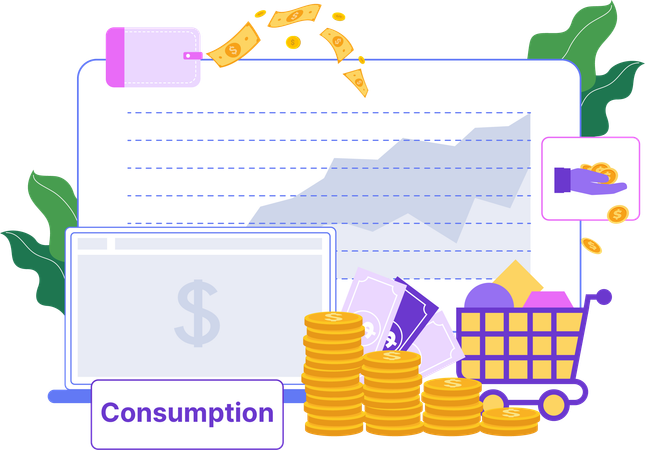 Money Consumption  Illustration