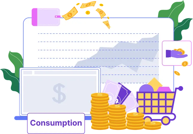 Money Consumption  Illustration