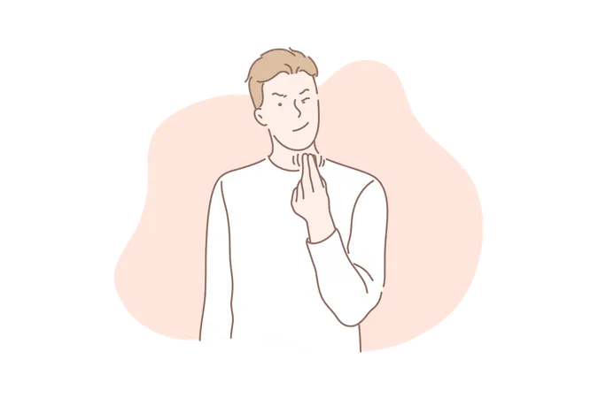 Money Counting Gesture Concept Greedy Young Man Asking For Bribe Inappropriate Excessive Emphasis On Profit Financial Gain Squinting Cunning Tricky Person Simple Flat Vector Illustration