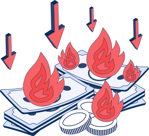 Money fire  and financial crisis  Illustration