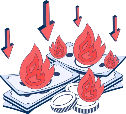 Money fire  and financial crisis  Illustration