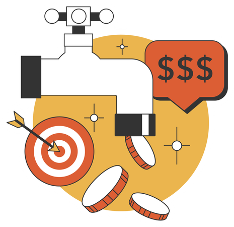 Money flow with financial goal  Illustration