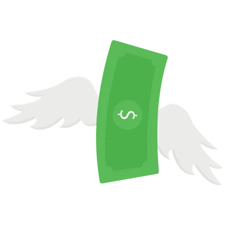 Money flying like bird  Illustration