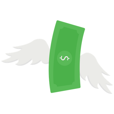 Money flying like bird  Illustration