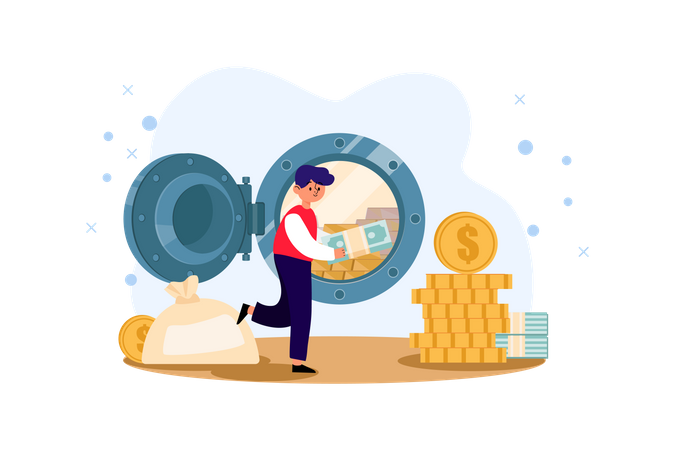 Money in bank locker  Illustration