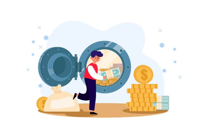 Money in bank locker  Illustration