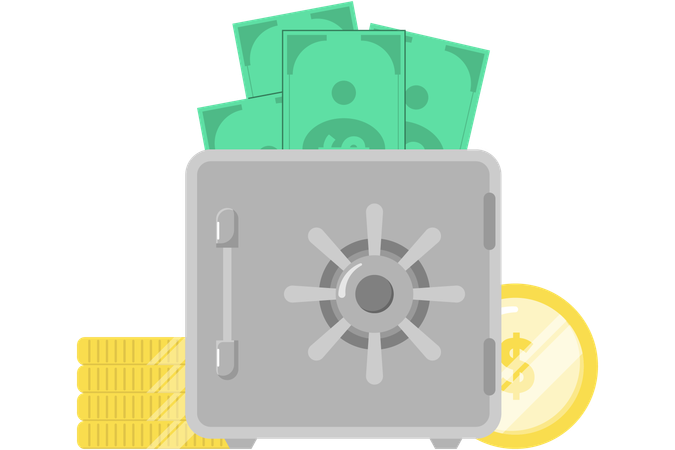 Money in bank locker  Illustration