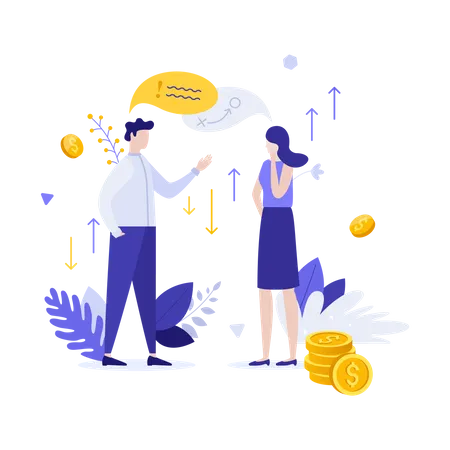 Money investment discussion  Illustration