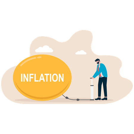 Money is flying away by the inflation bubble  Illustration