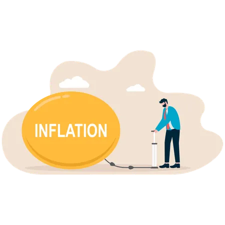 Money is flying away by the inflation bubble  Illustration