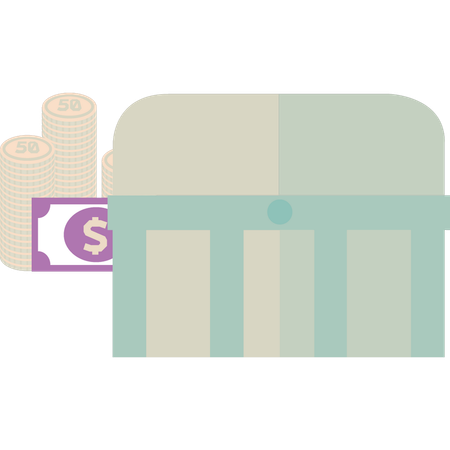 Money is kept in a safe box  イラスト