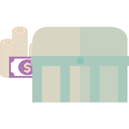 Money is kept in a safe box  Illustration