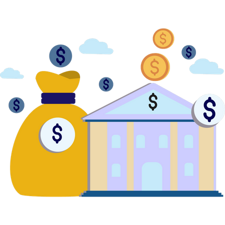 Money is safe in bank  Illustration