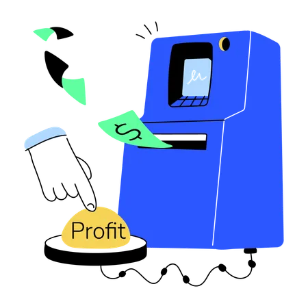 Modern Doodle Mini Illustration Of Bank Profit Illustration