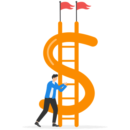 Money Ladder To Achieve A Financial Independent Goal  イラスト