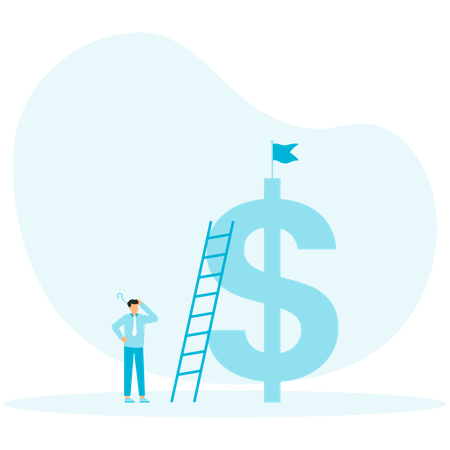 Money ladder to achieve financial independent goal  Illustration