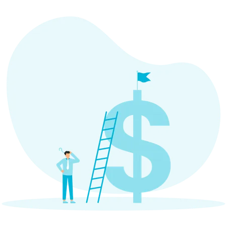 Money ladder to achieve financial independent goal  Illustration