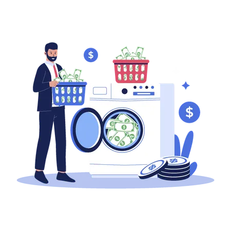 Money Laundering Concept Vector Flat Illustration Illustration